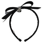 Girls Black & Silver Bow Headband, 2, hi-res